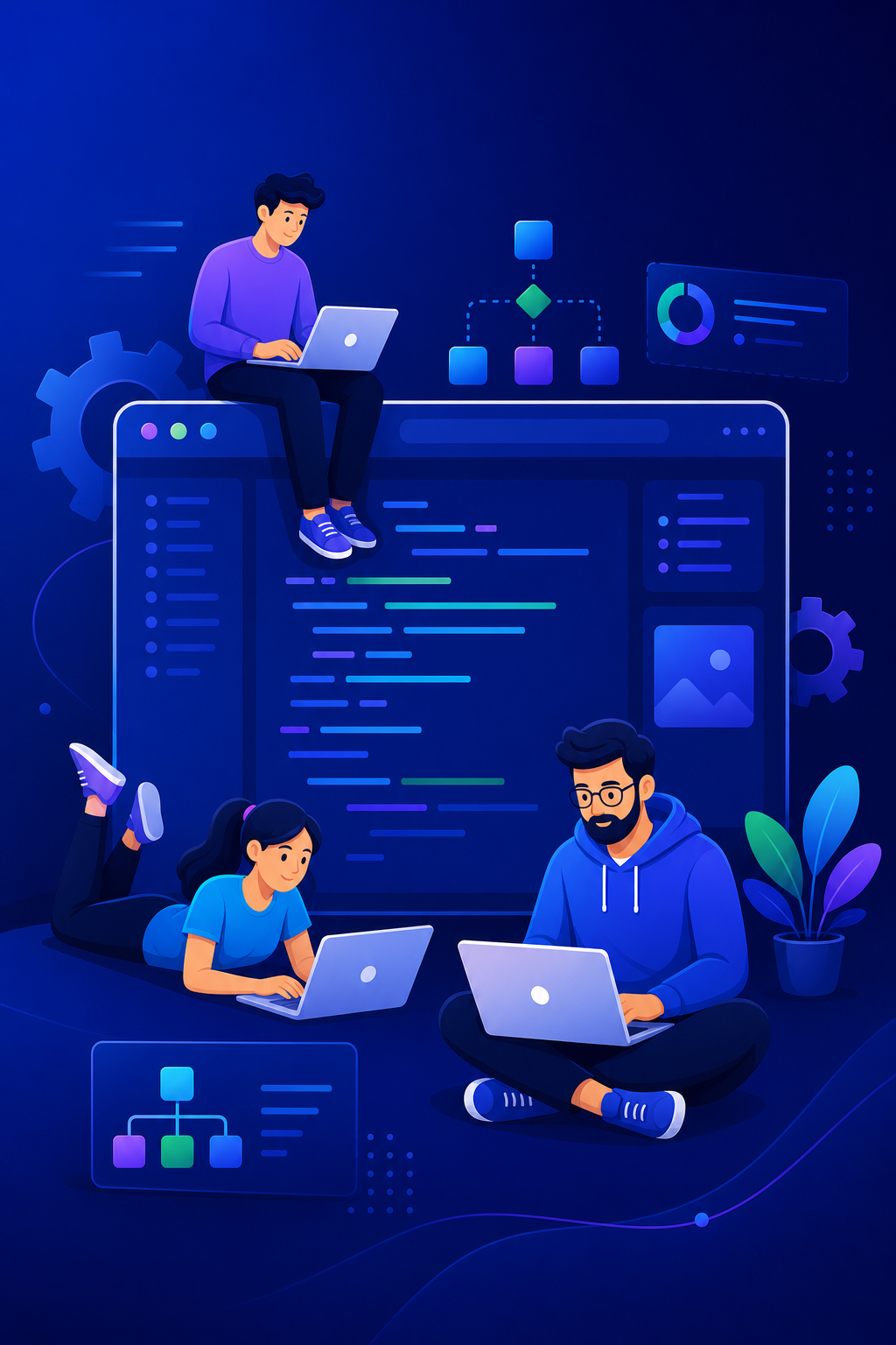 Web development team collaborating